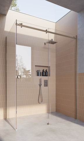 Brushed Nickel 10mm Frameless Sliding Shower Screen, Highest Quality, Up to 1940mm wide - Channel Fit