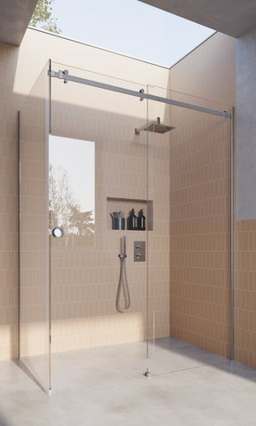 Chrome 10mm Frameless Sliding Shower Screen, Highest Quality, Up to 1940mm wide, Polished Silver - Channel Fit