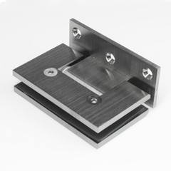 FORGE BLACK SHOWER HINGE GLASS TO WALL - L-SHAPE - 90 Degrees - 10mm Glass - BRUSHED GUNMETAL