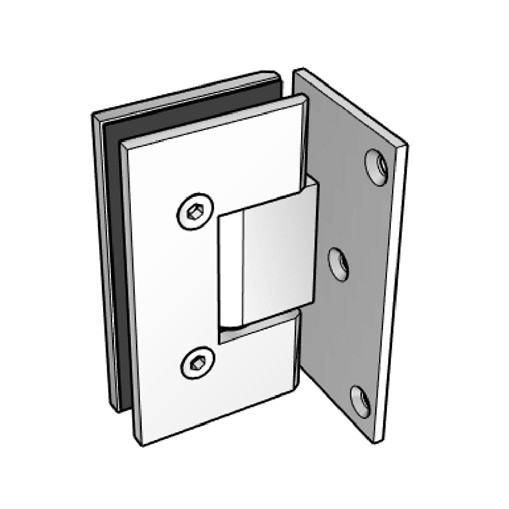 FORGE SHOWER HINGE - HEAVY DUTY - GLASS TO WALL - L-SHAPE - 90 DEGREE - BRUSHED GUNMETAL