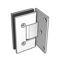 FORGE SHOWER HINGE - HEAVY DUTY - GLASS TO WALL - L-SHAPE - 90 Degrees - BRUSHED GUNMETAL