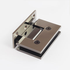 FORGE BLACK SHOWER HINGE GLASS TO WALL - L-SHAPE - 90 Degrees - 10mm Glass - POLISHED GUNMETAL