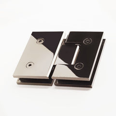 FORGE SHOWER HINGE GLASS TO GLASS 180 Degrees 10mm glass - Polished Nickel