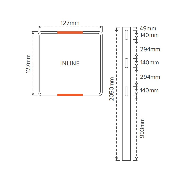 3 RAIL RURAL PVC INLINE POST - 127 x 127 x 2050mm, 7 Year Warranty