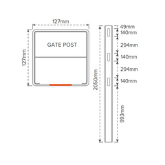 3 RAIL RURAL PVC GATE POST - 127 x 127 x 2050mm, 7 Year Warranty