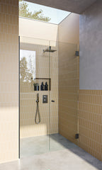 Gun Metal Grey Frameless Wall to Wall Shower Screen with Dry Glaze U Channels