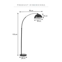 Tokyo 175cm Arch Floor Lamp Black product image 3