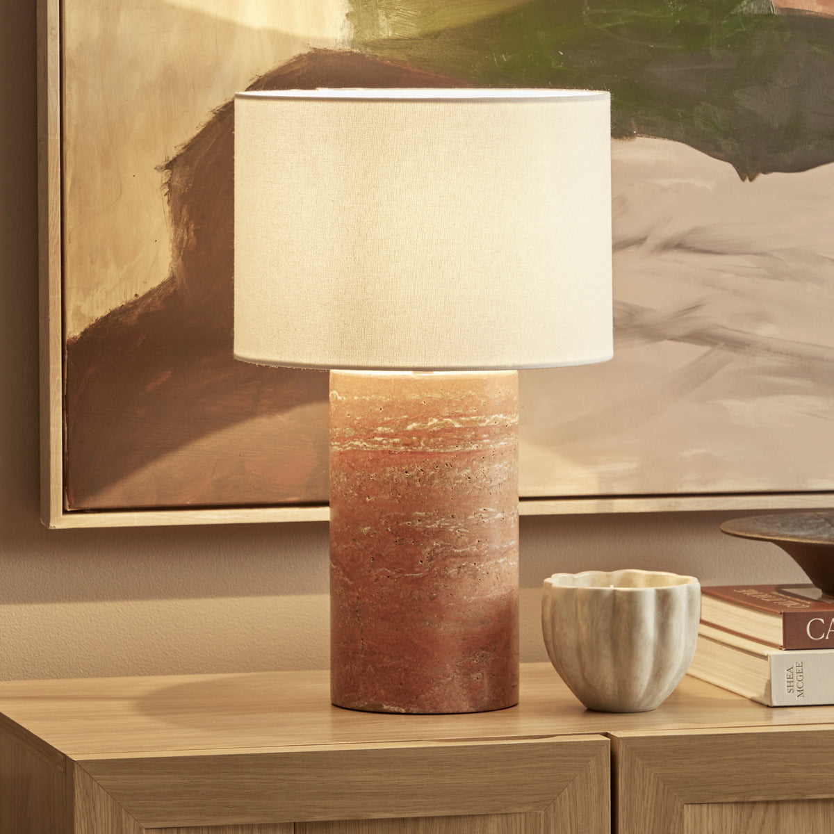 Quinn Marble Table Lamp Terracotta lifestyle image