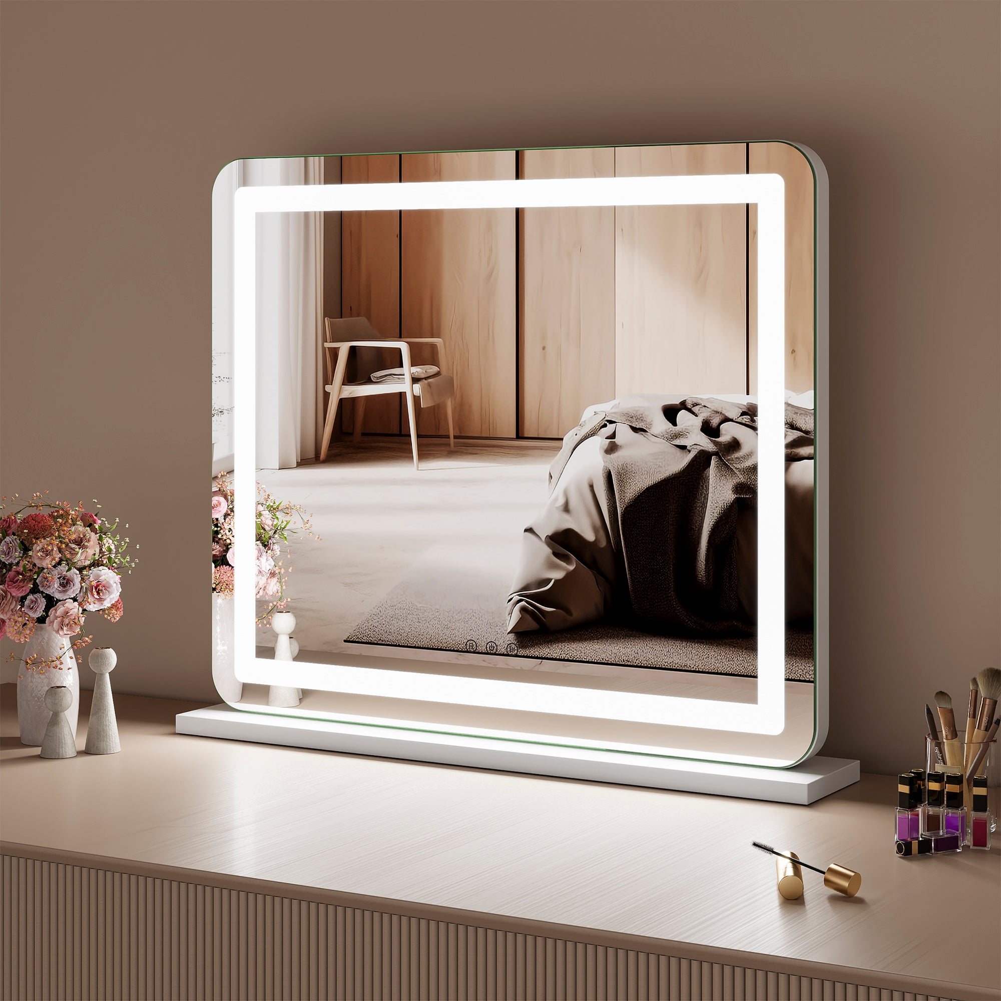 Luna 67cm Rectangle Front Illuminated Vanity Mirror White product image 5