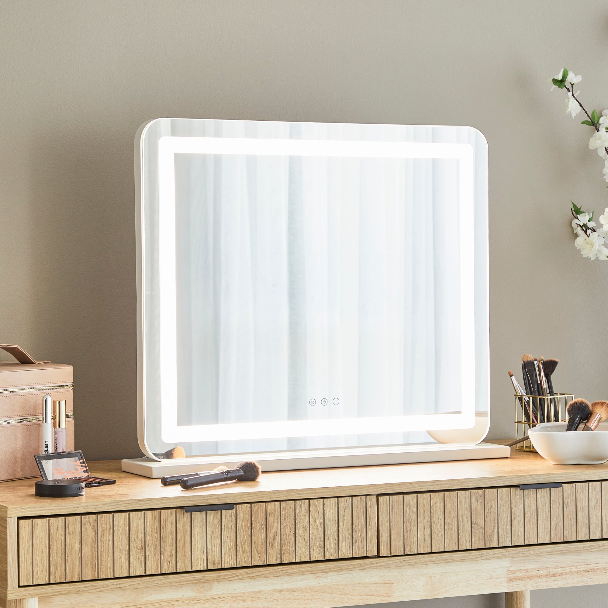 Luna 67cm Rectangle Front Illuminated Vanity Mirror White product image 6
