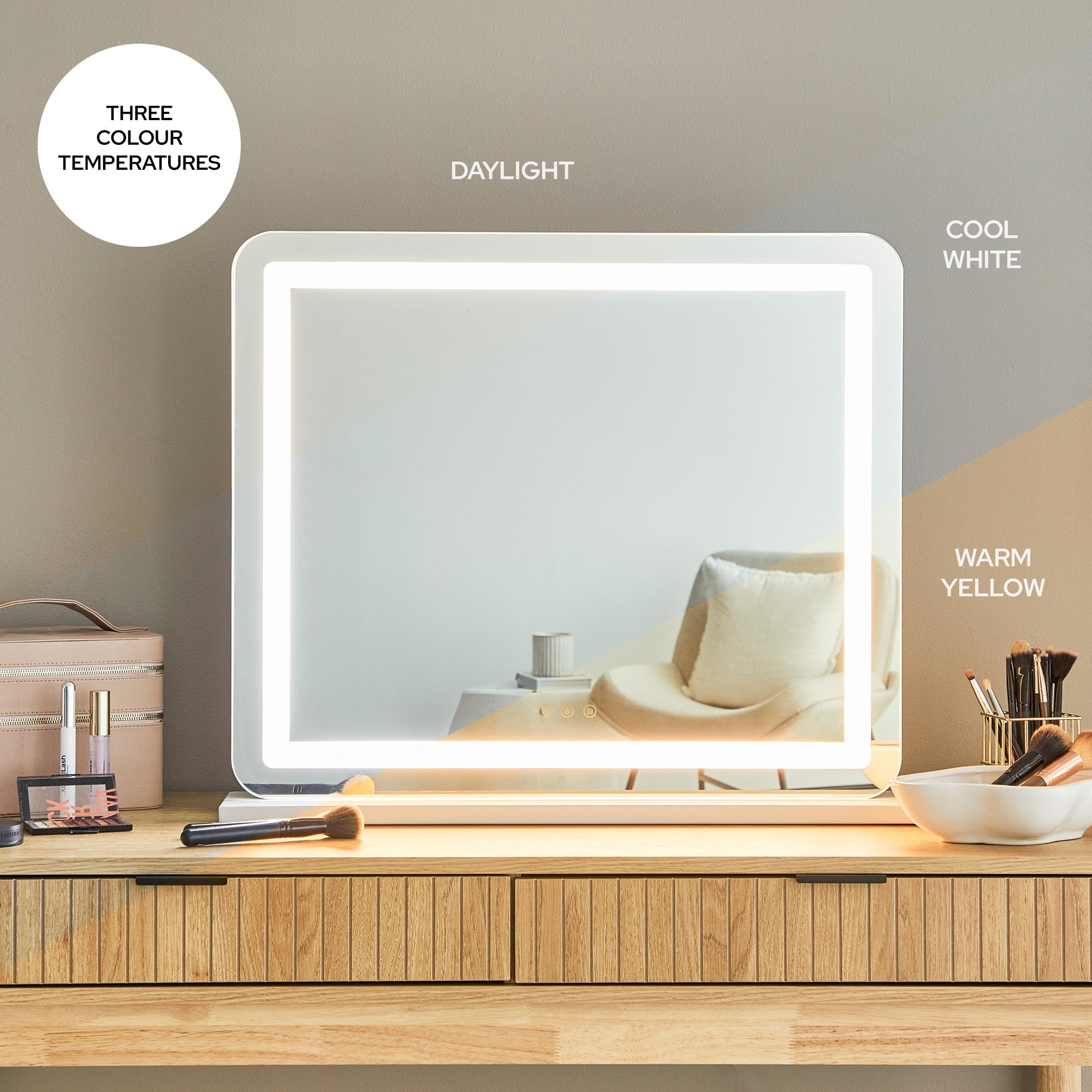 Luna 67cm Rectangle Front Illuminated Vanity Mirror White product image 7