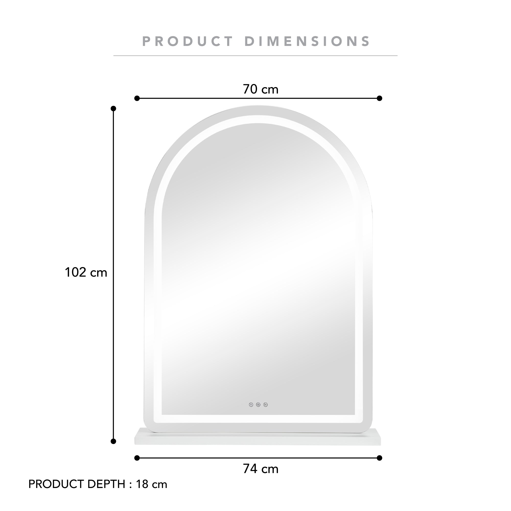 Luna 102cm Arch Front Illuminated Vanity Mirror White product image 3
