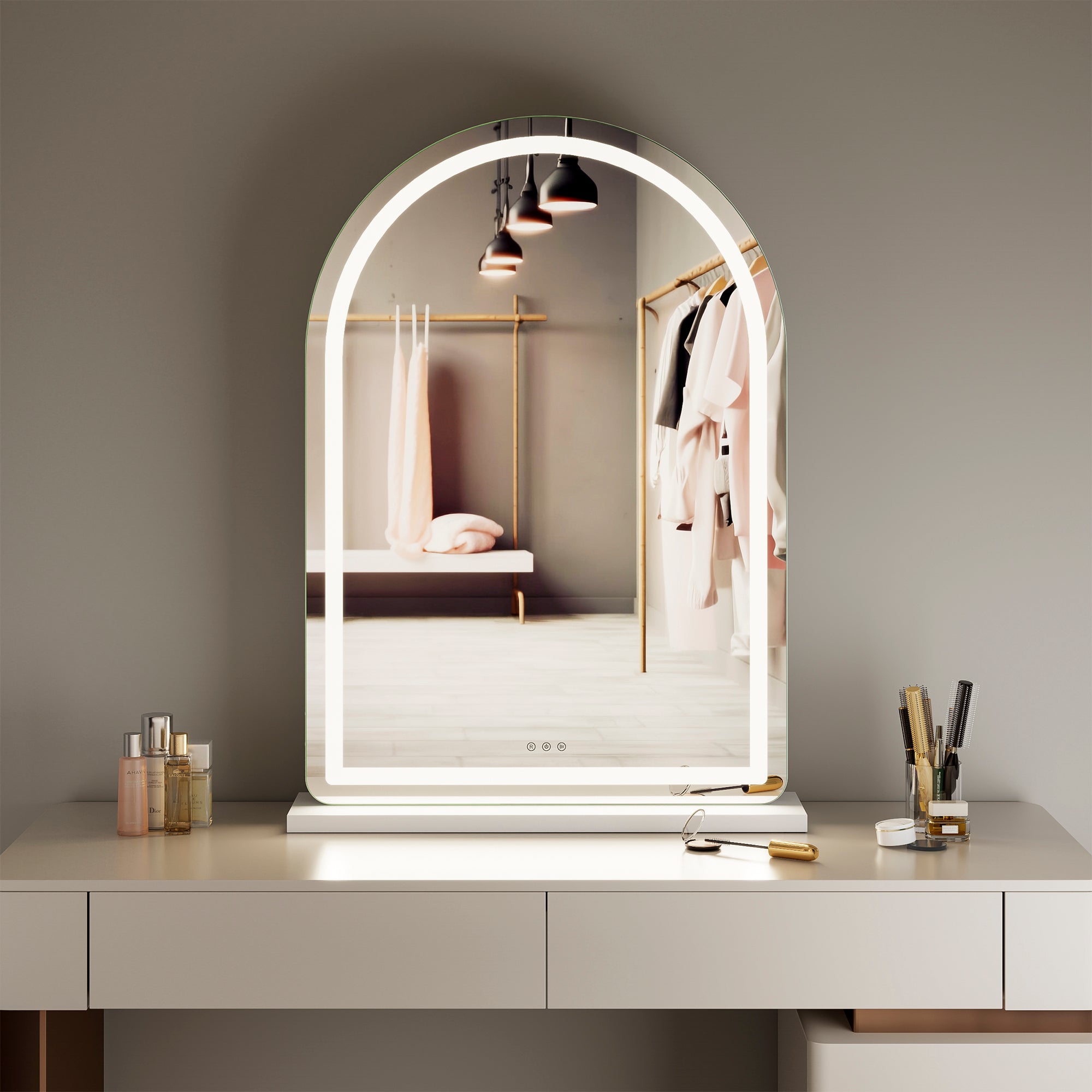 Luna 102cm Arch Front Illuminated Vanity Mirror White product image 4