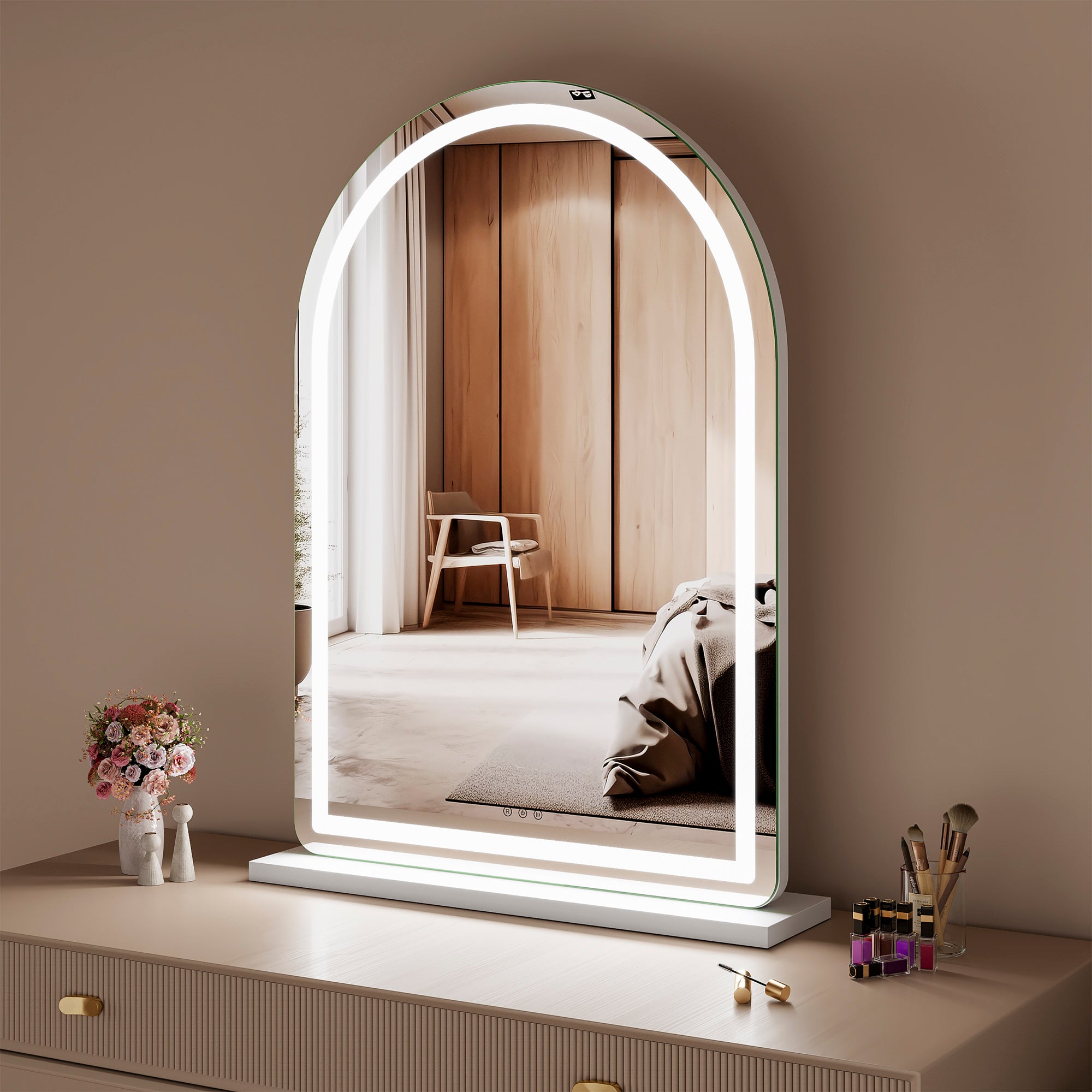 Luna 102cm Arch Front Illuminated Vanity Mirror White product image 5