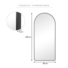 Luna 180cm Arch Front Illuminated Mirror Black product image 3