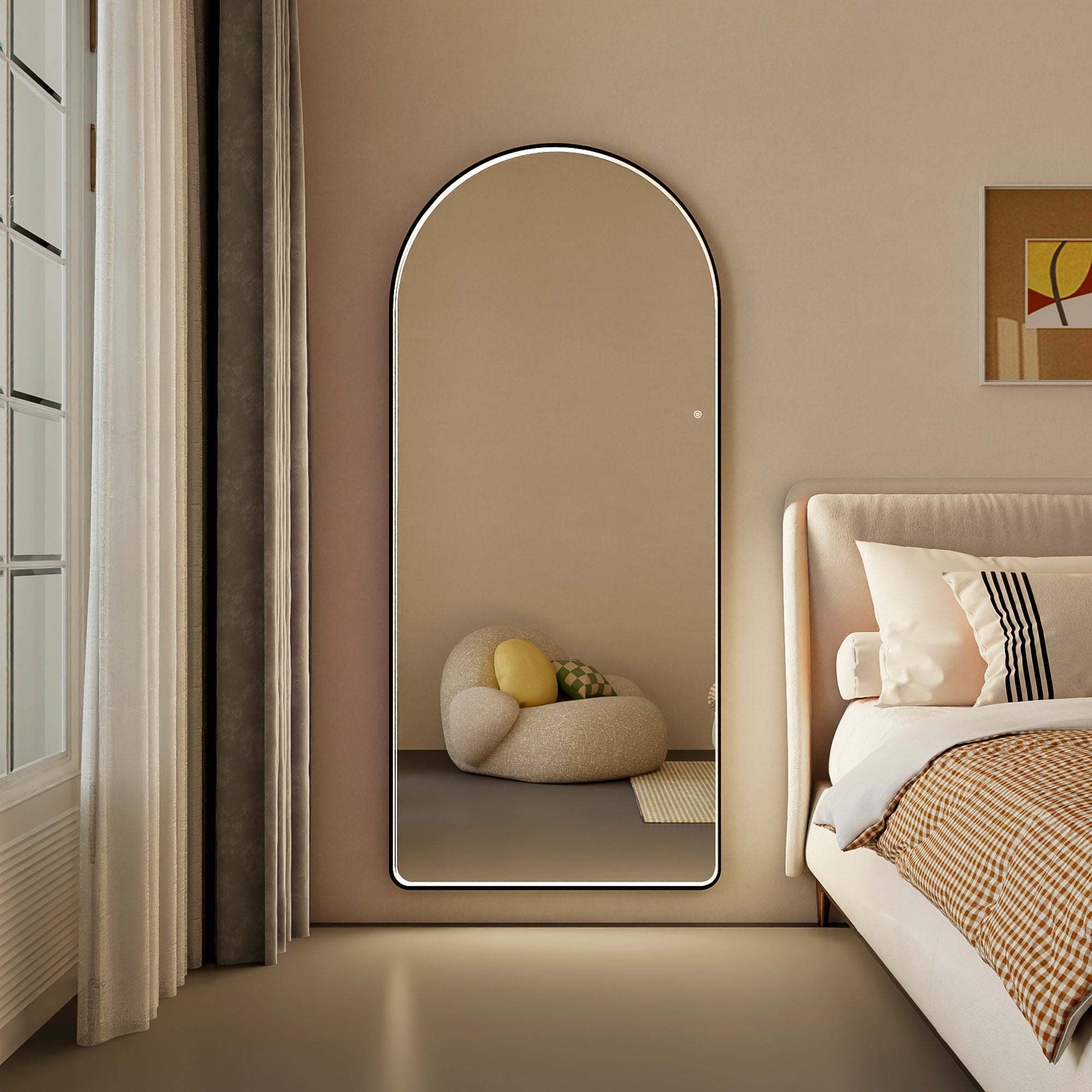 Luna 180cm Arch Front Illuminated Mirror Black product image 5