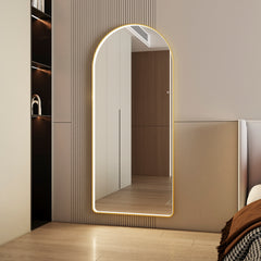 Luna 180cm Arch Front Illuminated Mirror Gold lifestyle image