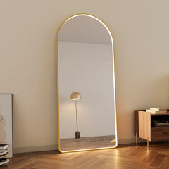 Luna 180cm Arch Front Illuminated Mirror Gold product image 4