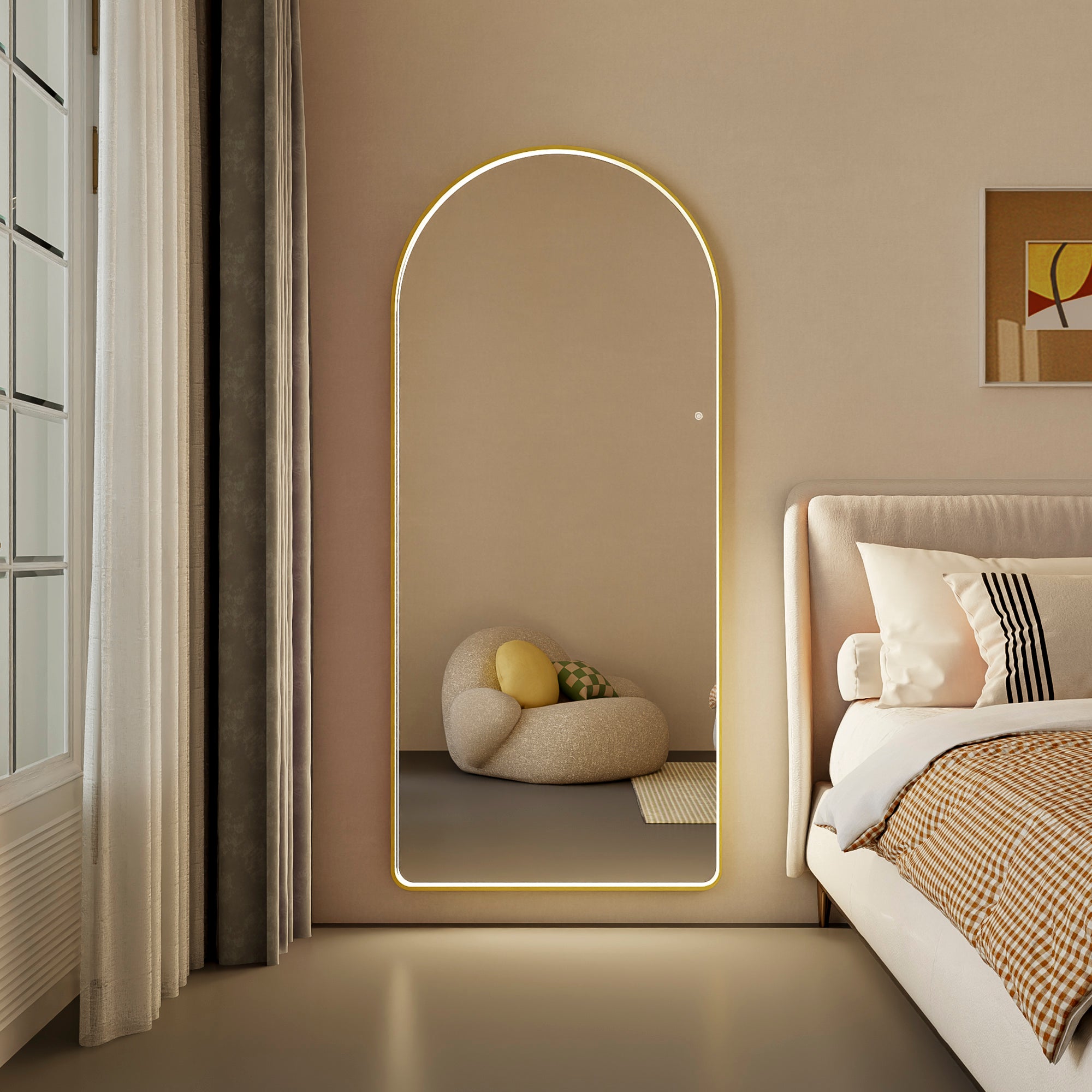 Luna 180cm Arch Front Illuminated Mirror Gold product image 5