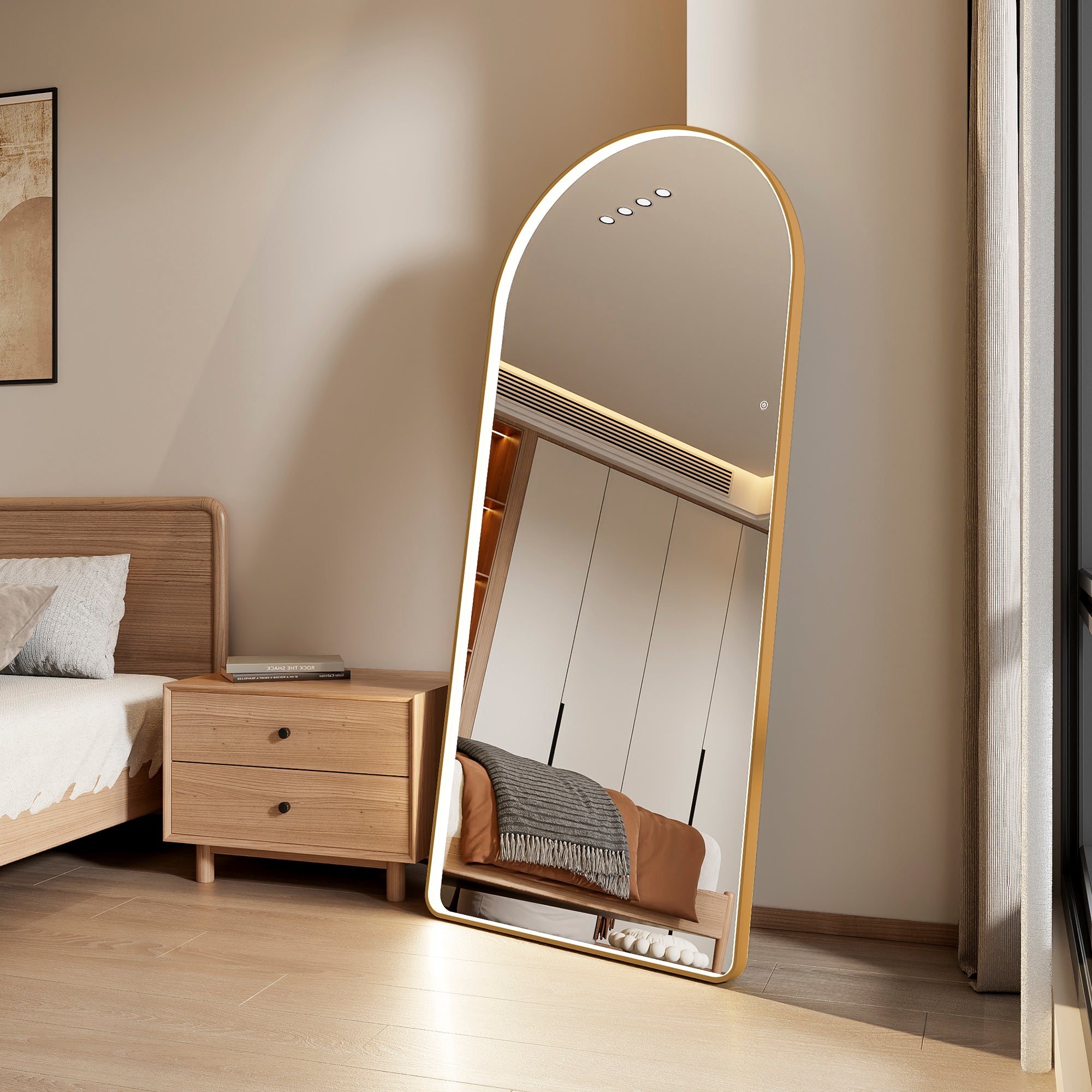 Luna 180cm Arch Front Illuminated Mirror Gold product image 6