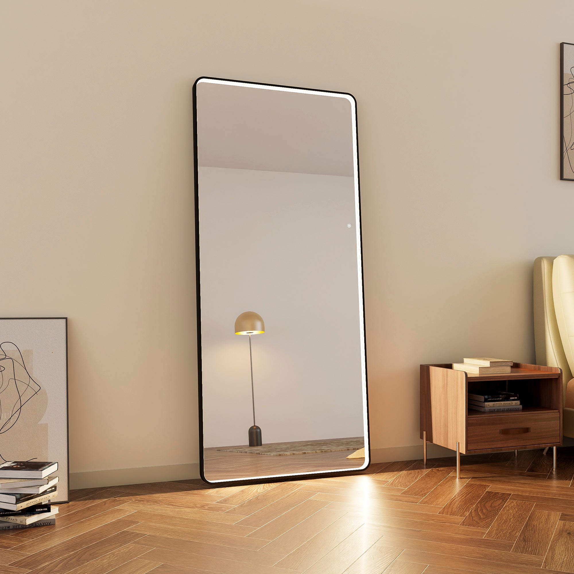 Luna 180cm Rectangle Front Illuminated Mirror Black product image 4