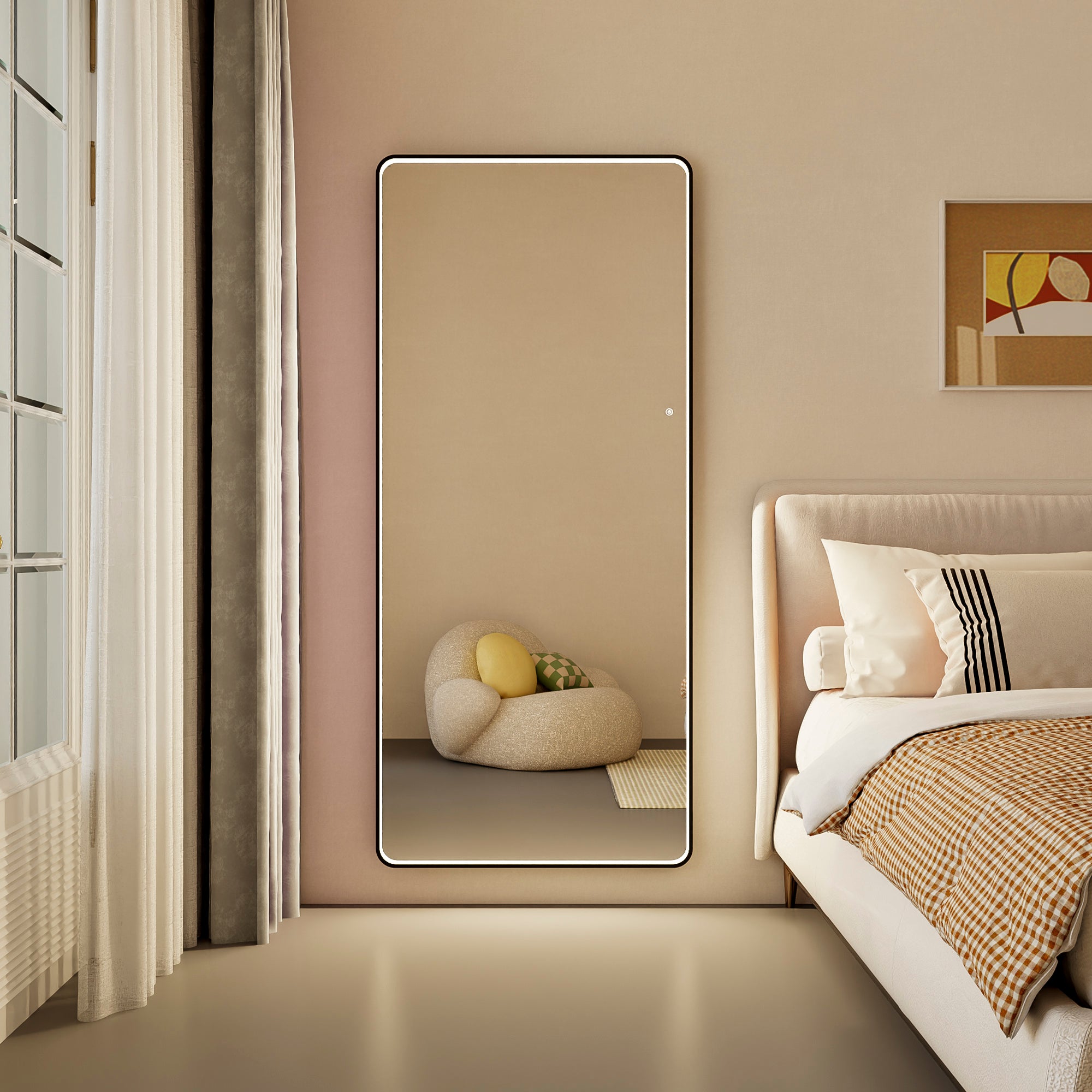 Luna 180cm Rectangle Front Illuminated Mirror Black product image 5