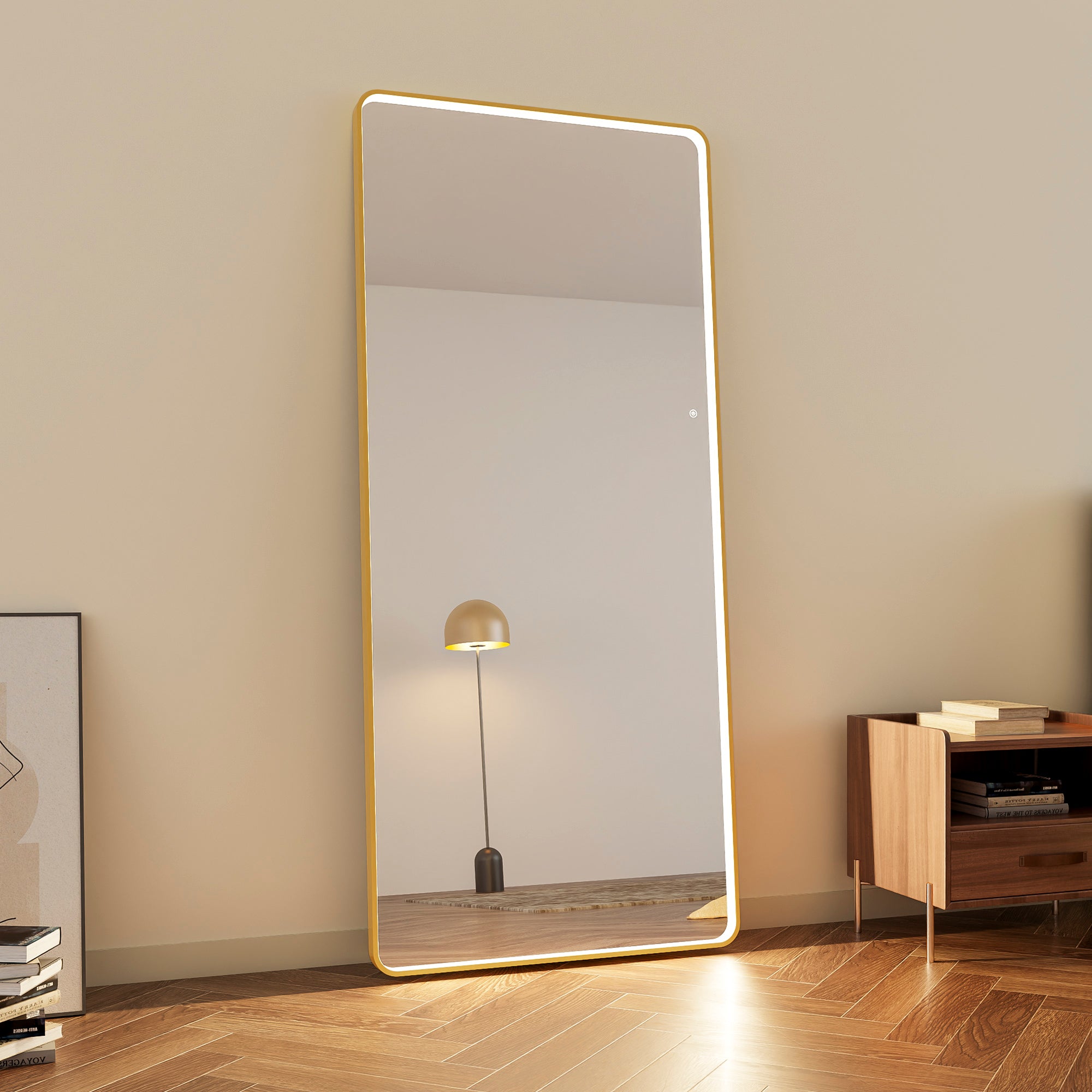 Luna 180cm Rectangle Front Illuminated Mirror Gold product image 4