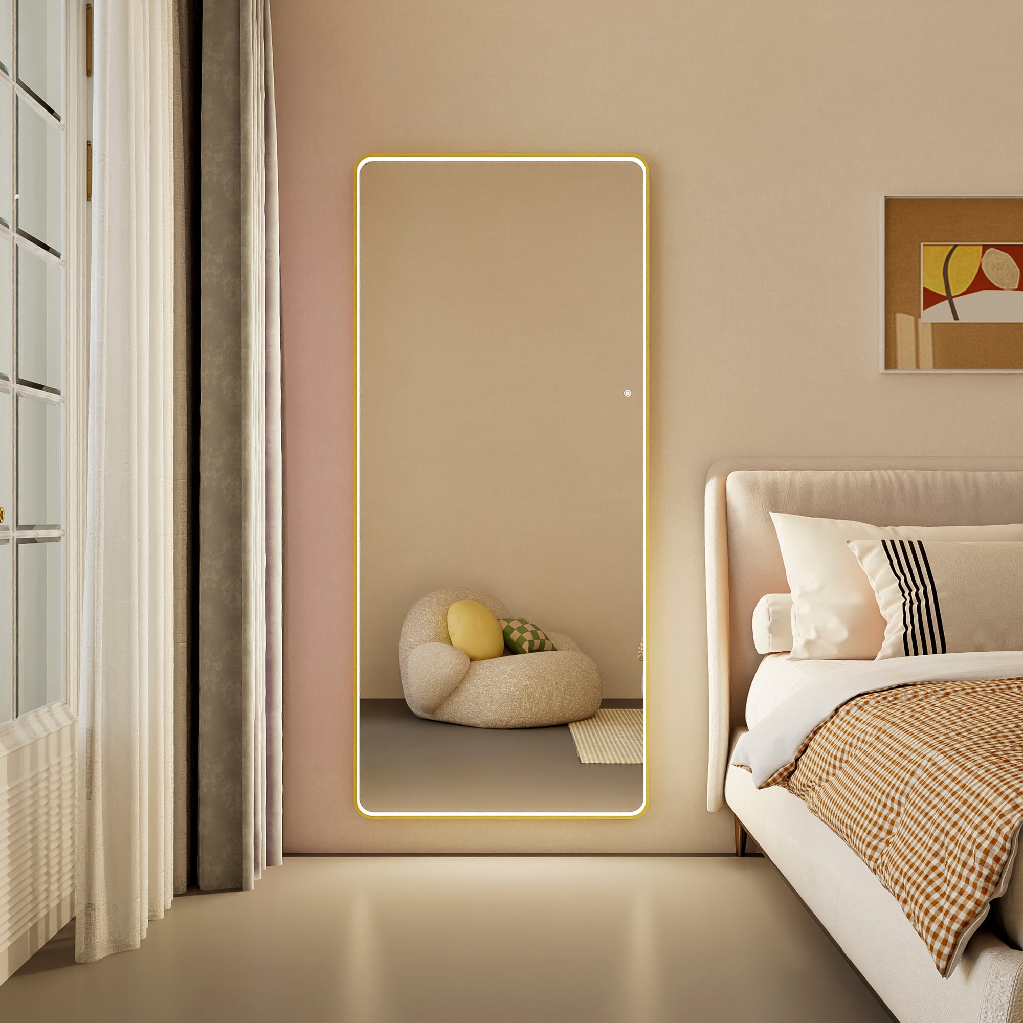 Luna 180cm Rectangle Front Illuminated Mirror Gold product image 5