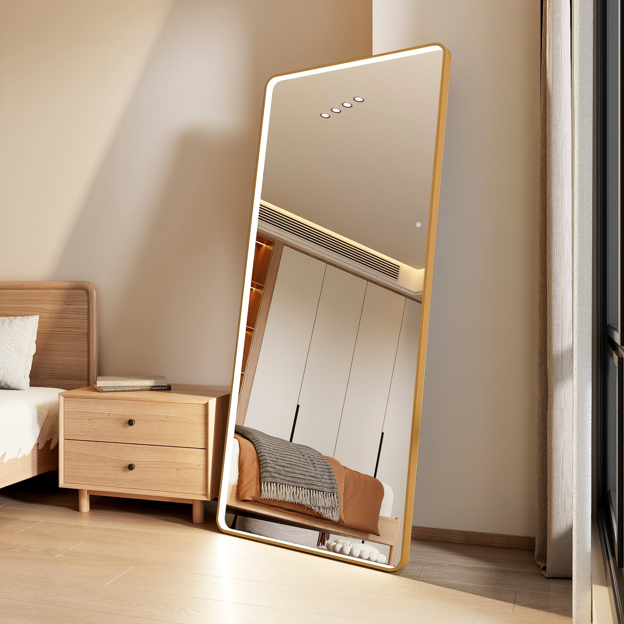 Luna 180cm Rectangle Front Illuminated Mirror Gold product image 6