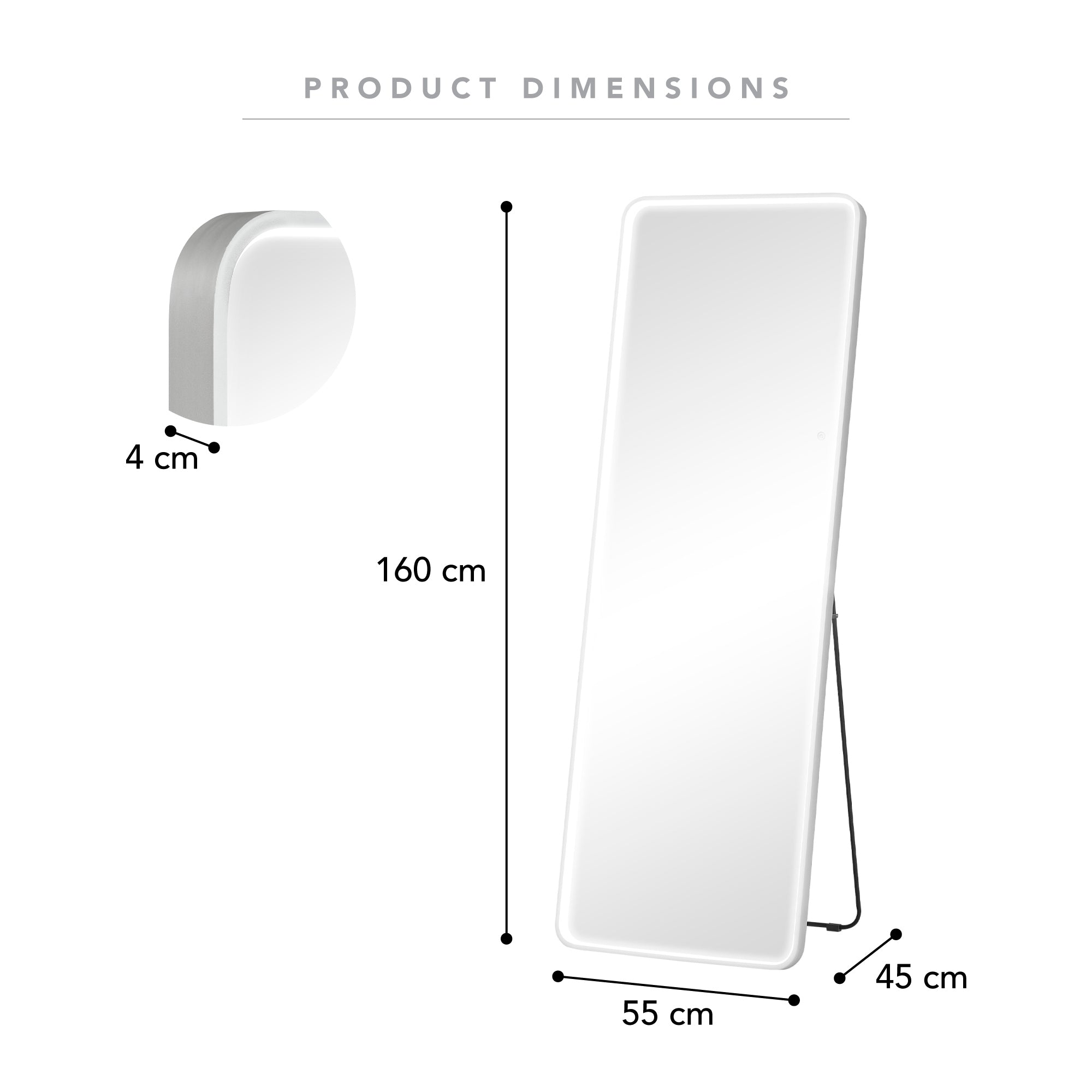 Front Illuminated LED Standing Mirror product image 3