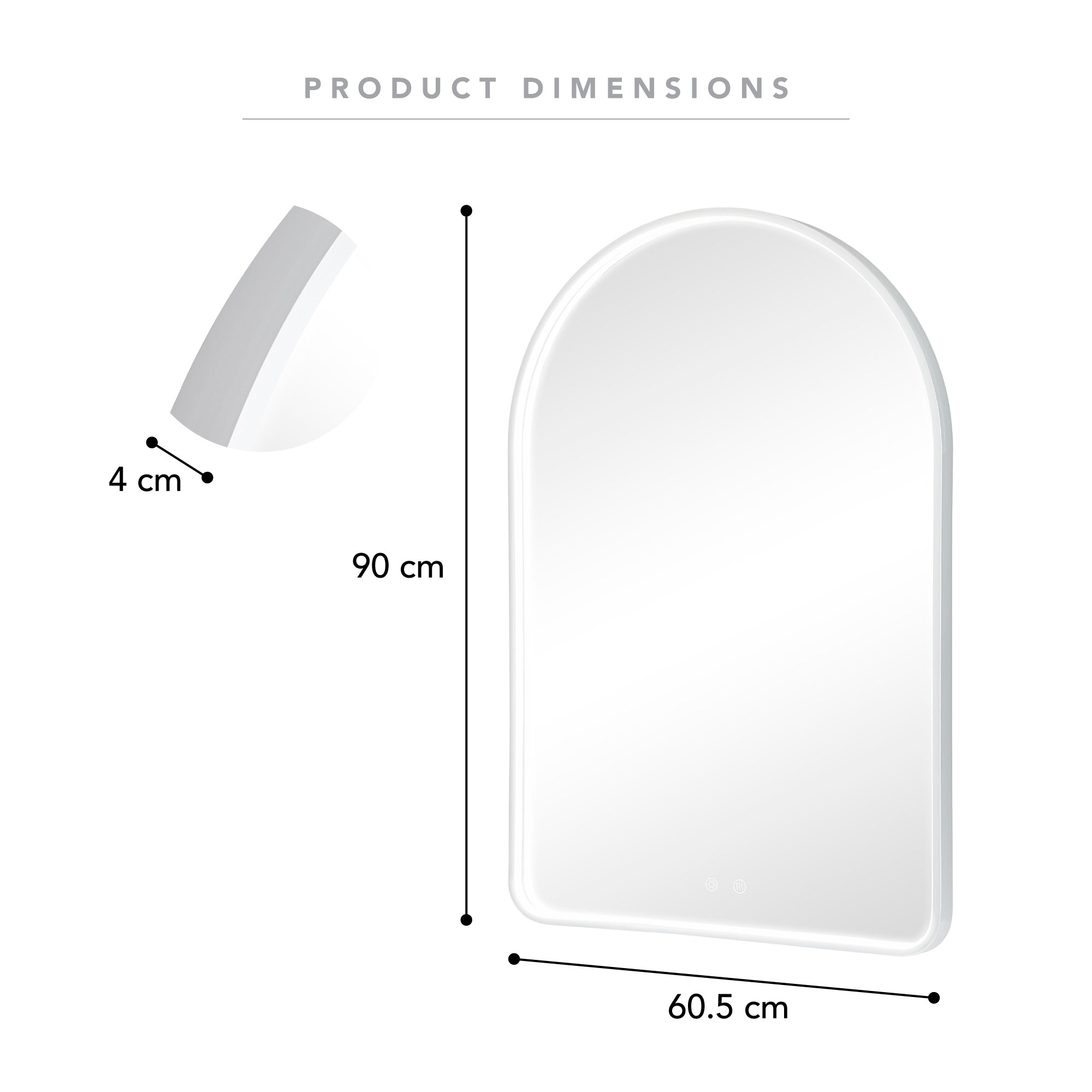 Front Illuminated LED Arch Mirror product image 3