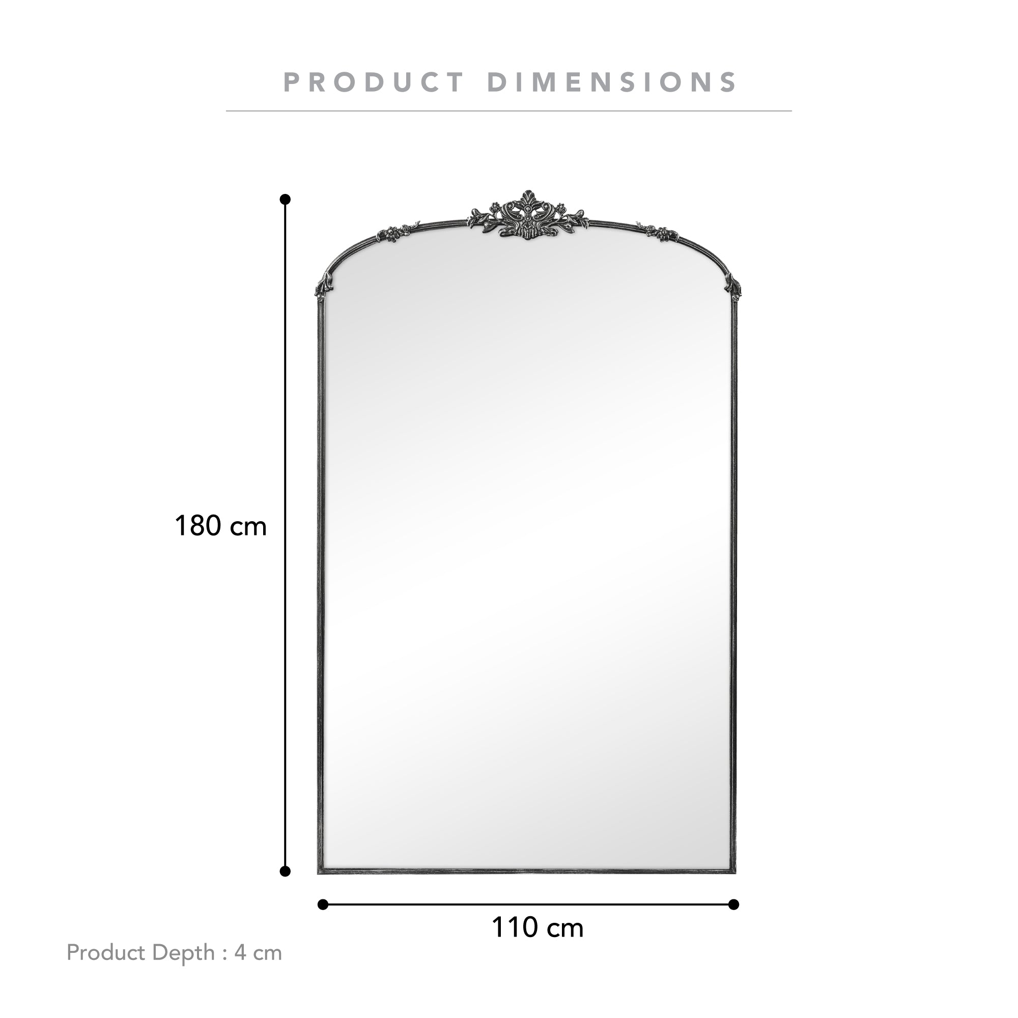 Florence XL 180cm Baroque Mirror Black product image 3