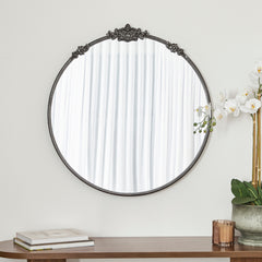 Florence 80cm Baroque Round Mirror Black product image 4