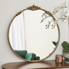 Florence 80cm Baroque Round Mirror Gold lifestyle image