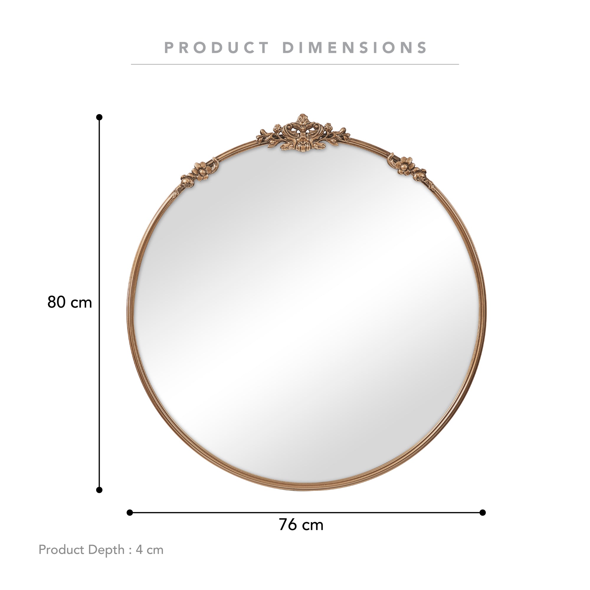 Florence 80cm Baroque Round Mirror Gold product image 3