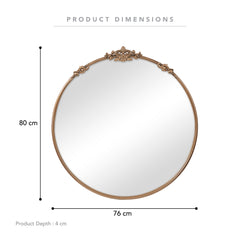 Florence 80cm Baroque Round Mirror Gold product image 3