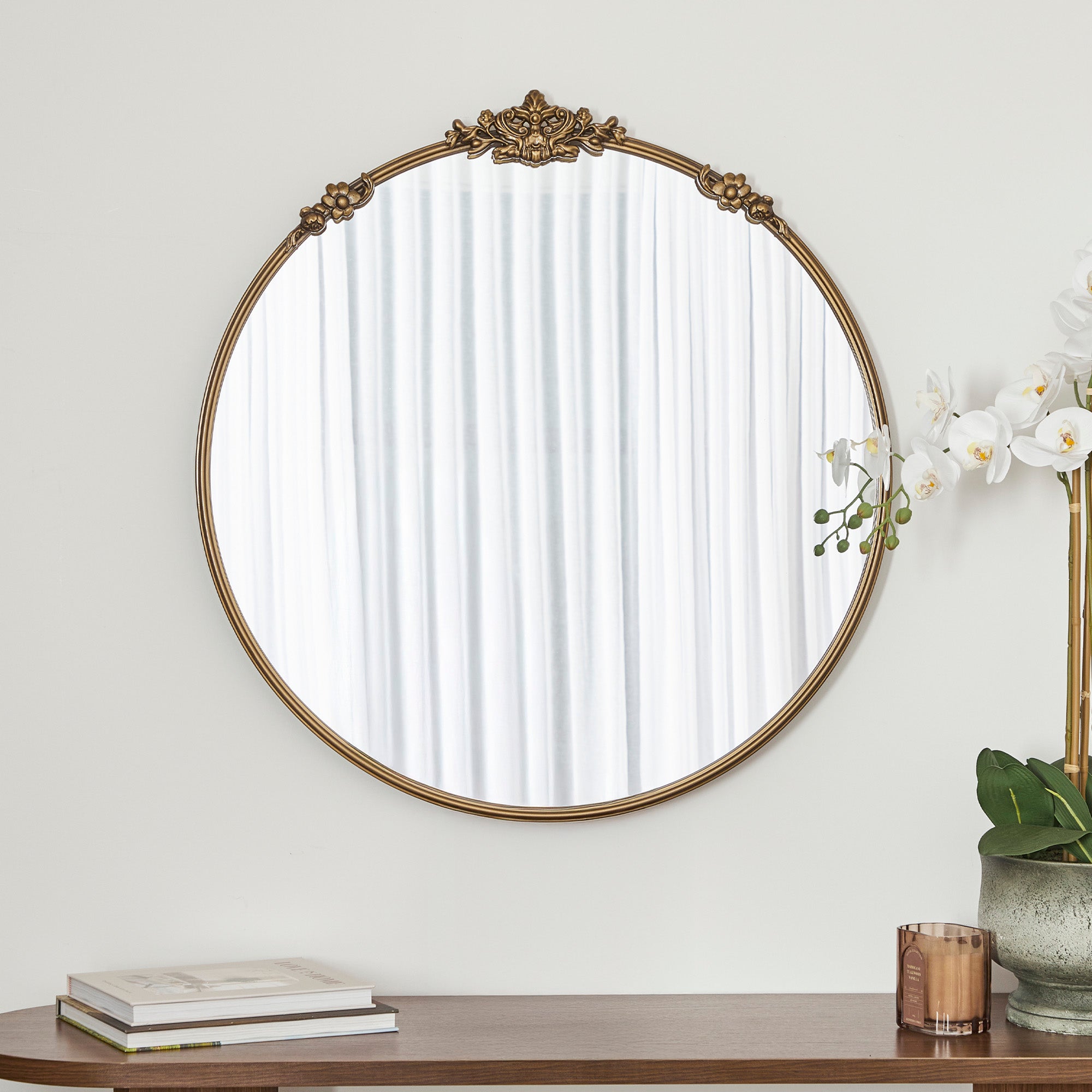 Florence 80cm Baroque Round Mirror Gold product image 4