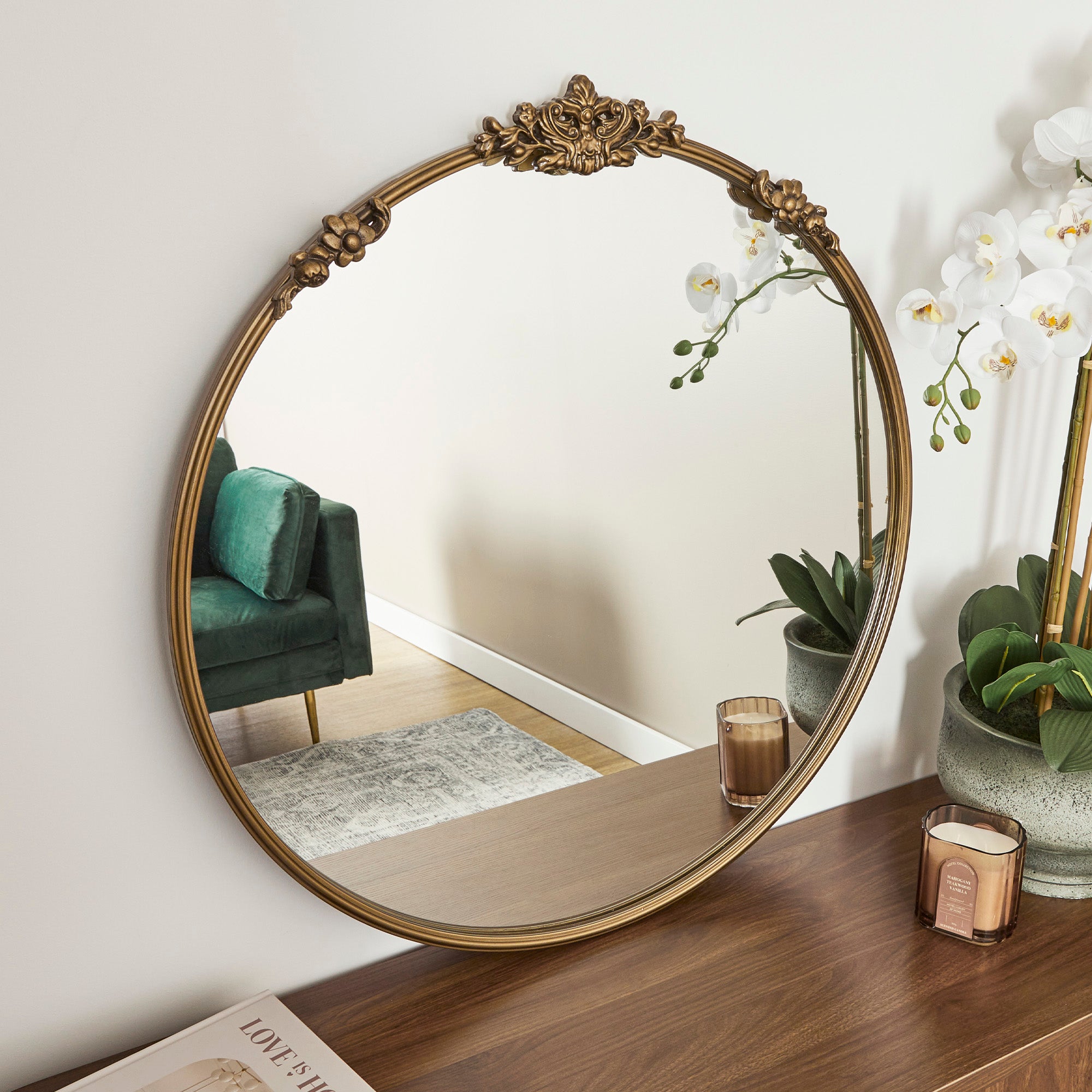 Florence 80cm Baroque Round Mirror Gold product image 6