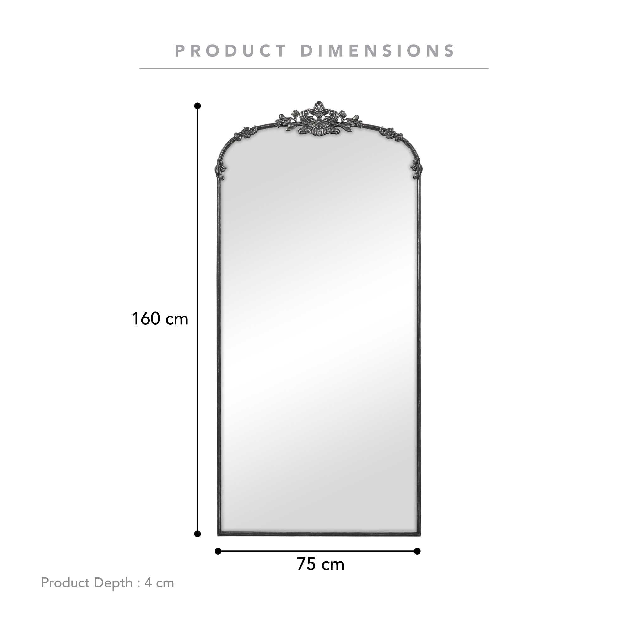 Florence 160cm Baroque Mirror Black product image 3