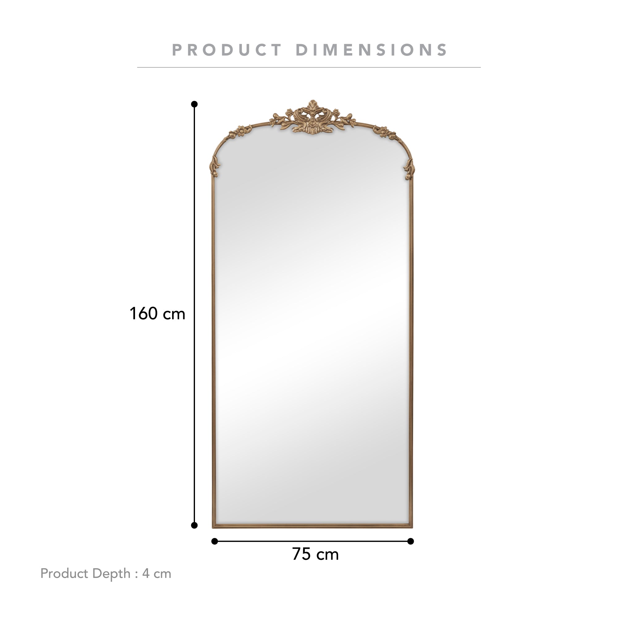 Florence 160cm Baroque Mirror Gold product image 3