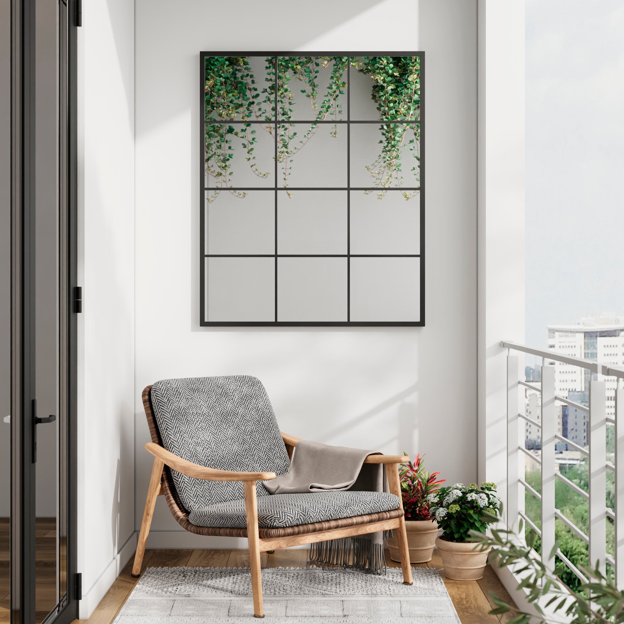 Sophia 110cm Rectangle Mirror Black lifestyle image