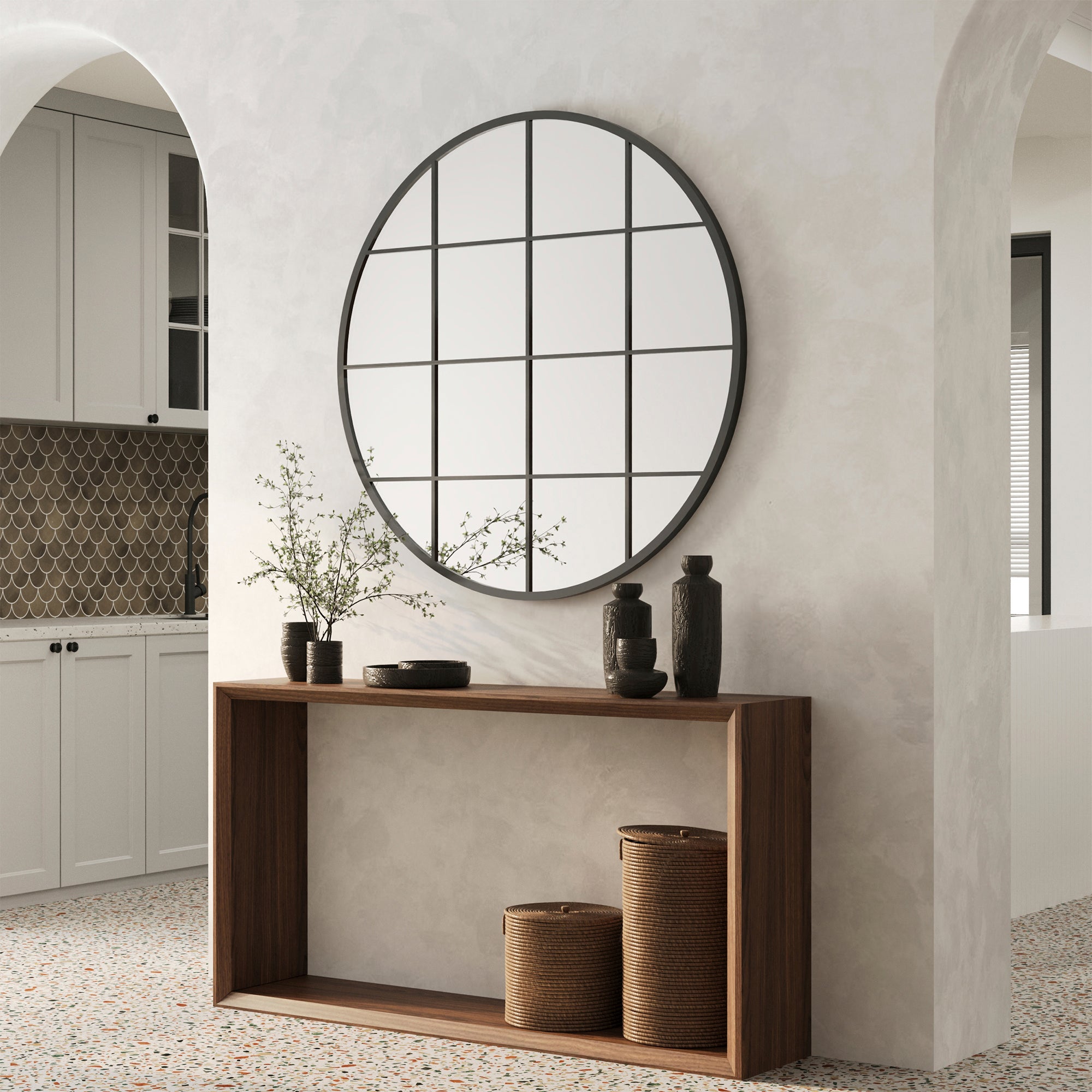 Sophia 112cm Round Mirror Black product image 5