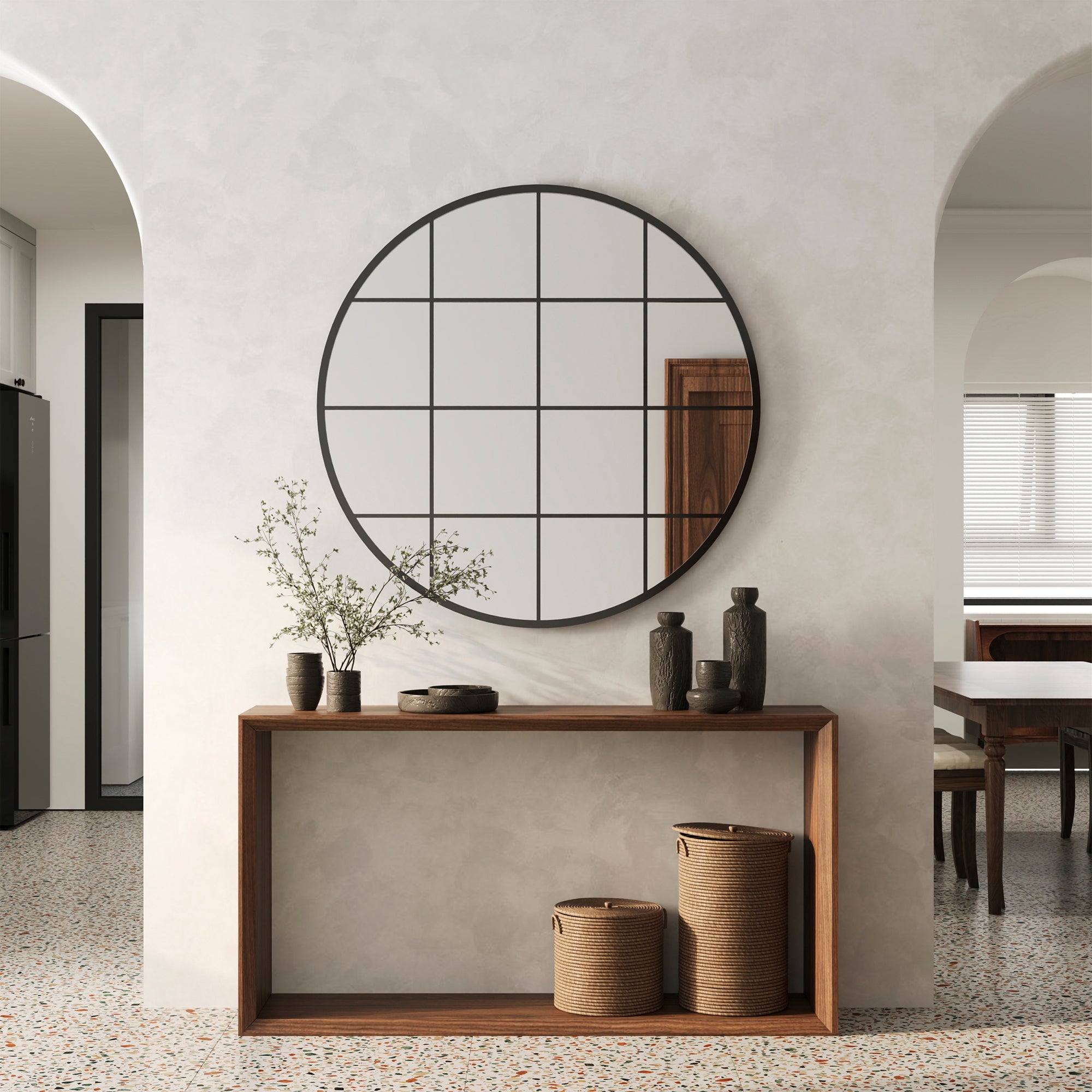 Sophia 112cm Round Mirror Black product image 4