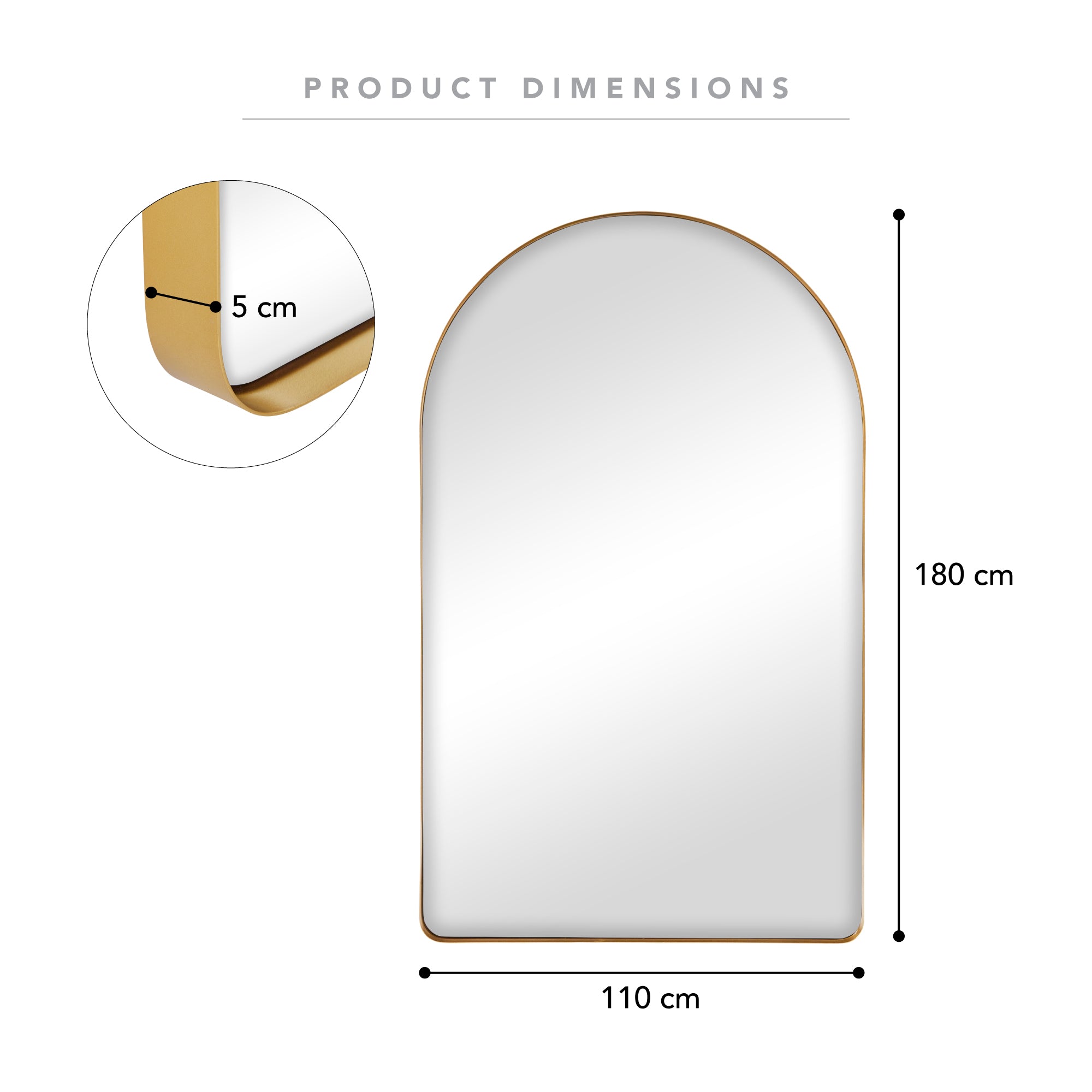 Arden 180cm Arch Mirror Black product image 3