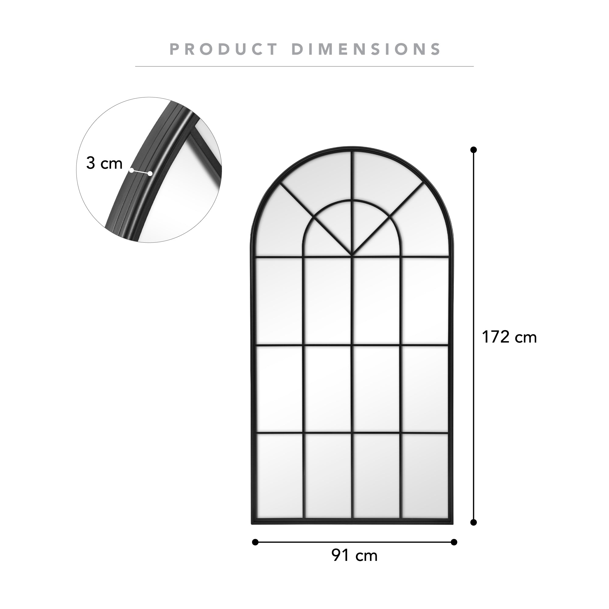 Grace 172cm Arch Iron Mirror Black product image 3