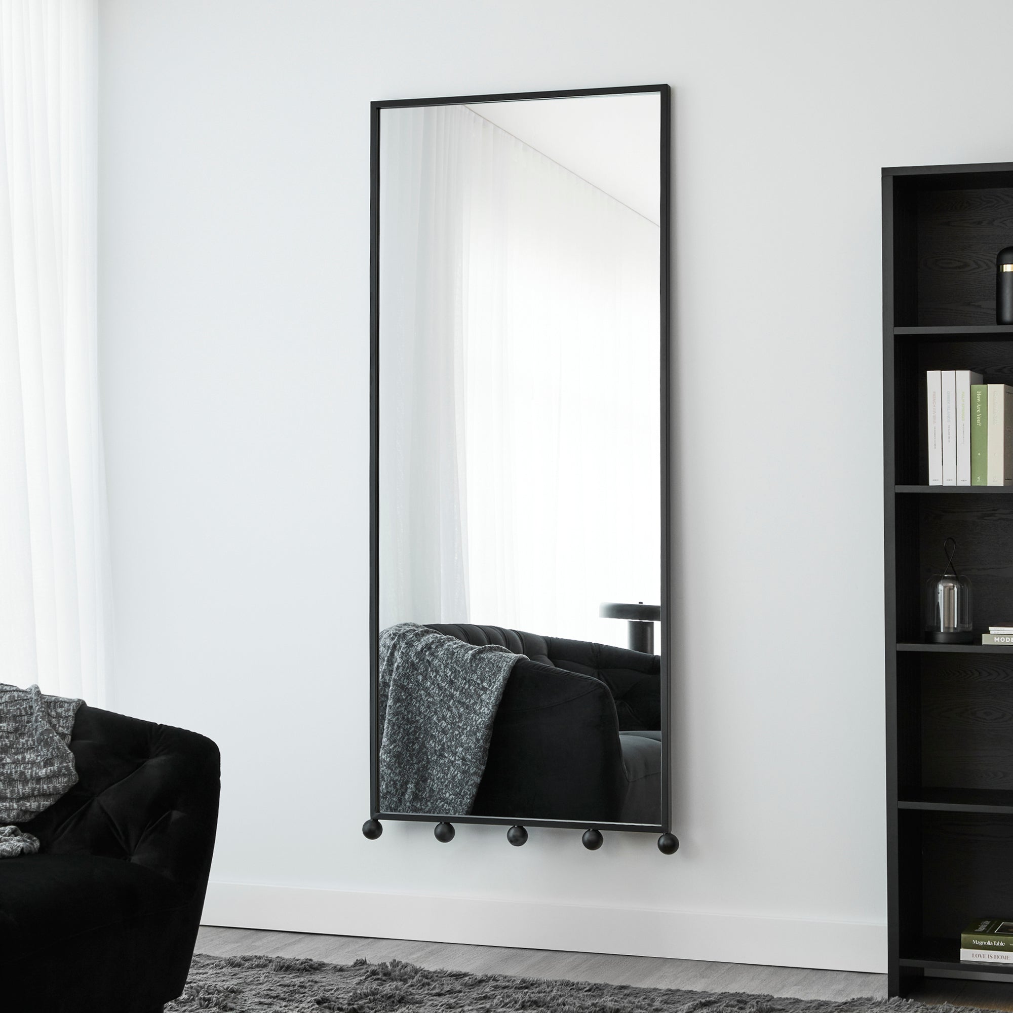 Orbit Sphere 180cm Floor Length Mirror Black lifestyle image