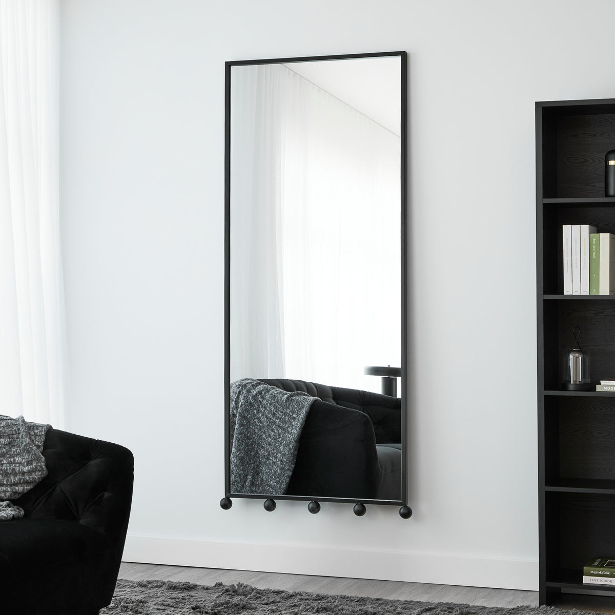 Orbit Sphere 180cm Floor Length Mirror Black lifestyle image