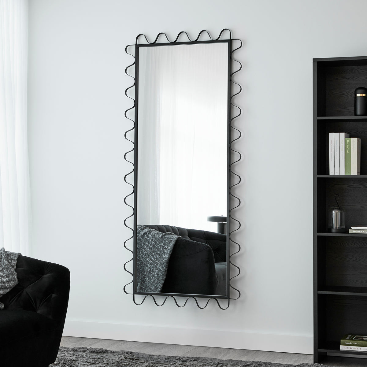 Aria Wavey 180cm Floor Length Mirror Black lifestyle image