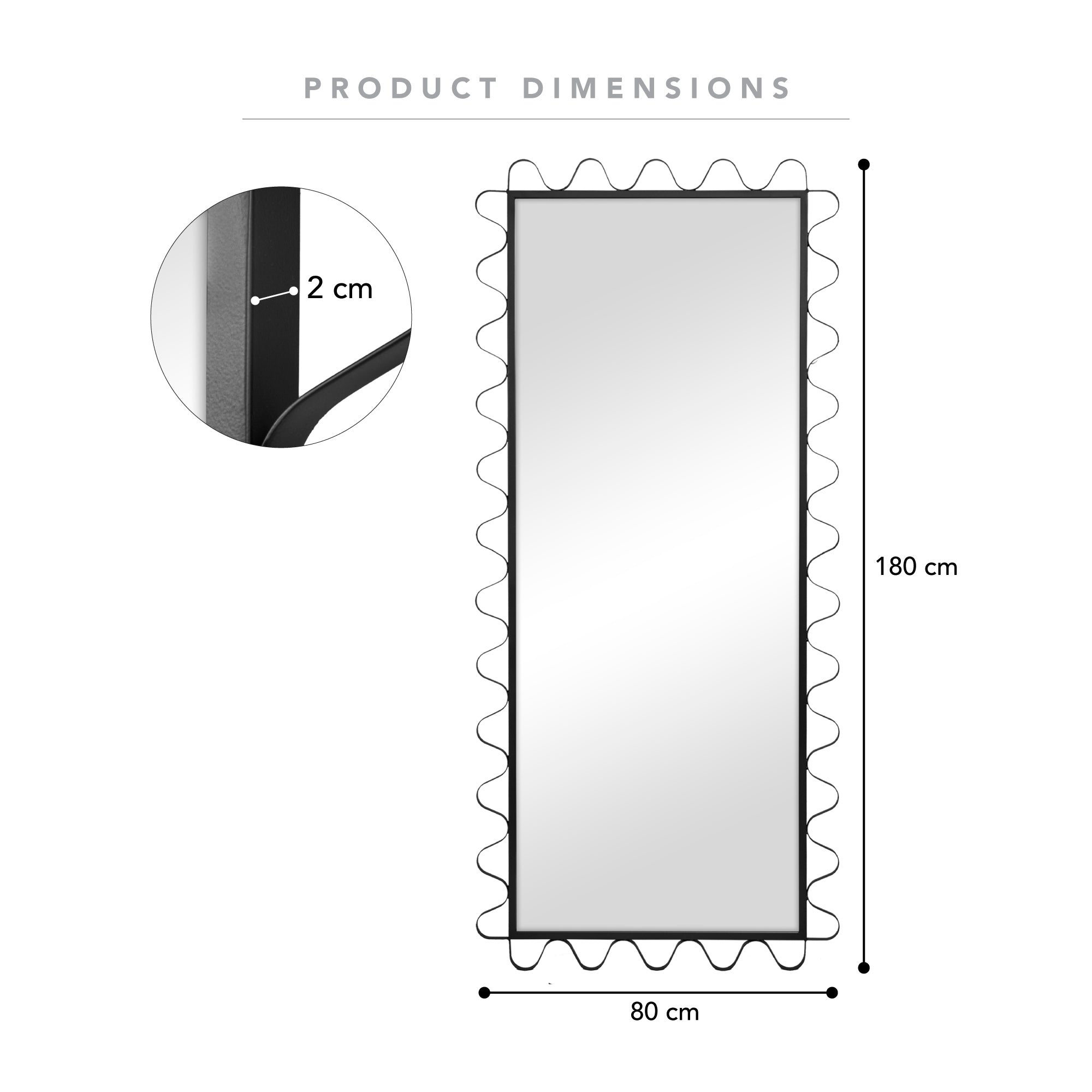 Aria Wavey 180cm Floor Length Mirror Black product image 3