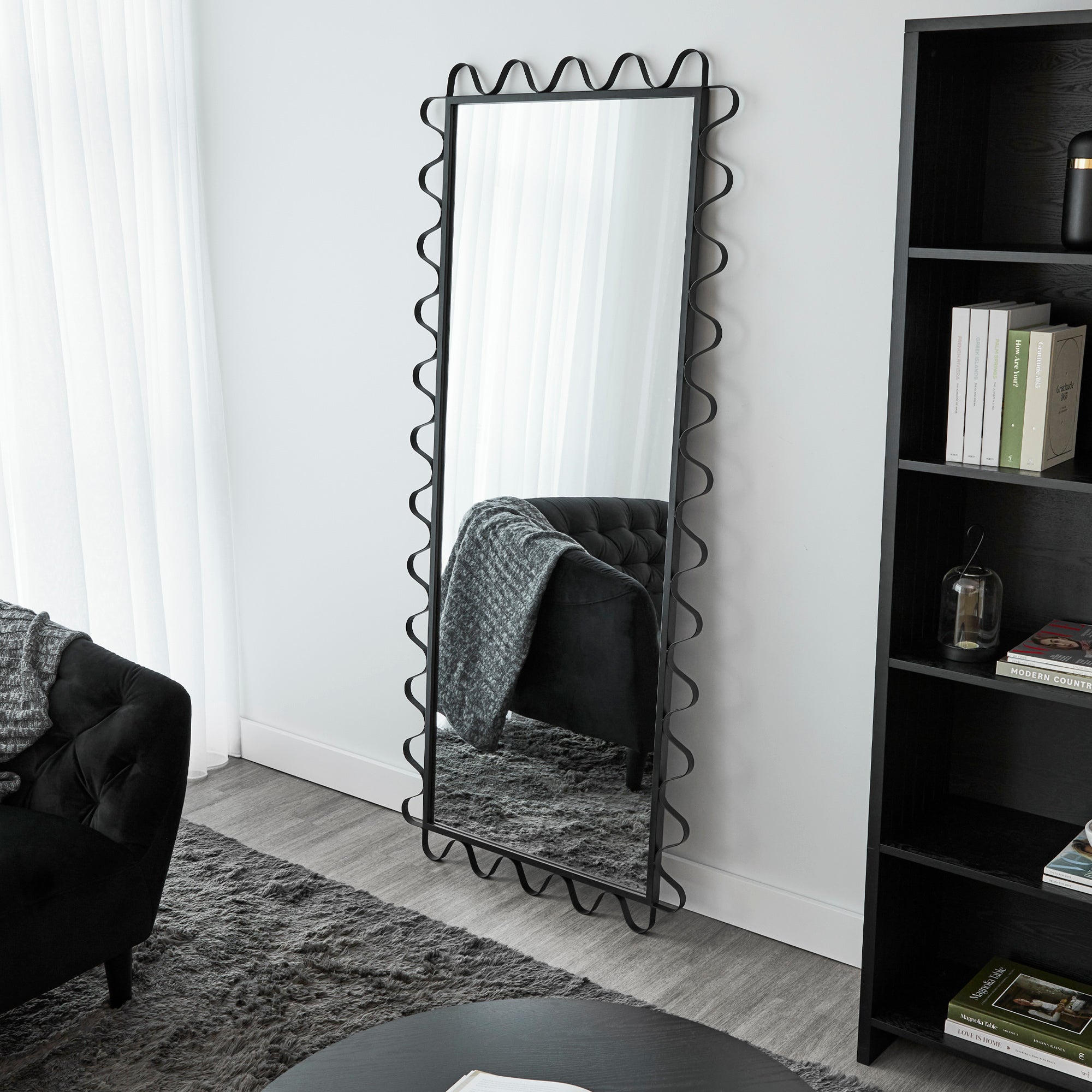 Aria Wavey 180cm Floor Length Mirror Black product image 6